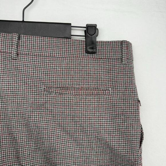 Vintage Houndstooth Trousers Fits 40x29 Gray Red Check Bootcut Talon Pants 70s - Picture 1 of 15